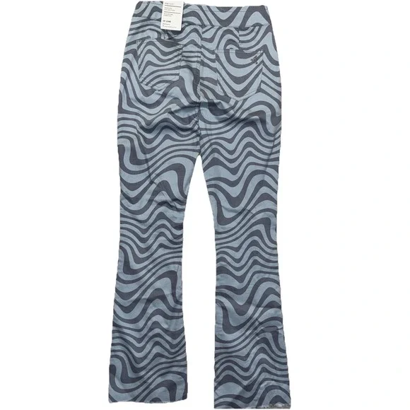 NEW Blue Gray Psychedelic Animal Print Flare Leg Jeans Sz 11/12 Grunge Skater - Picture 7 of 10